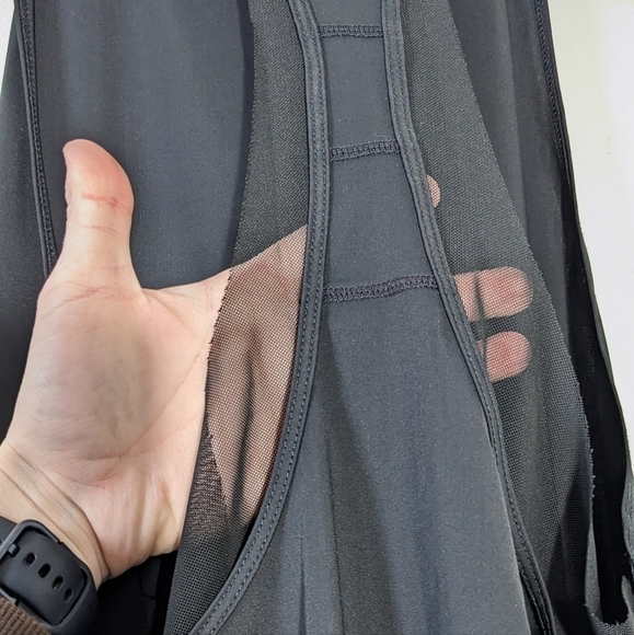 Zyia Black Tank Top Mesh Lining Halter Racerback Laser Cut Raw Hem Size M - Picture 6 of 9